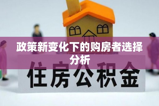 庄浪政策新变化下的购房者选择分析