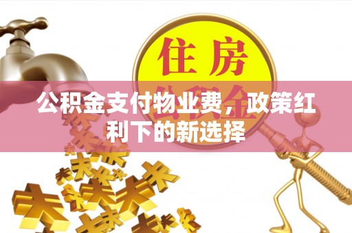 庄浪公积金支付物业费，政策红利下的新选择